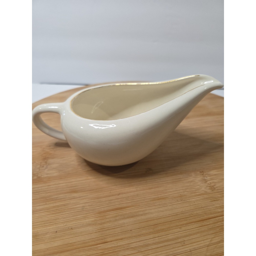 Vintage Golden Wheat Gravy Boat Small Sauce Pitcher 22KT Gold MCM - Picture 4 of 6
